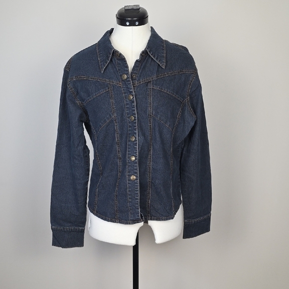 sexso Tops - Y2K Sexso Jeans Women’s Blue Denim Jacket – Stretch Cotton – Size 4